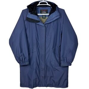 LL Bean Gore Tex Hooded Rain Coat Women's XL Blue Lightweight Waterproof Outdoor